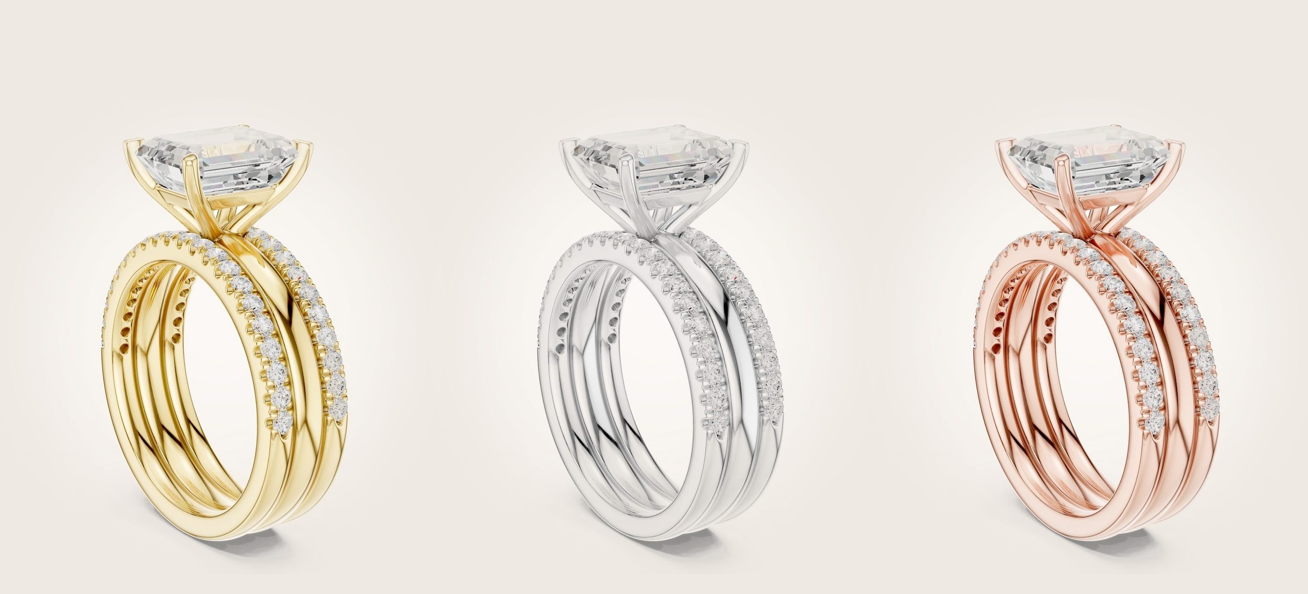 One Taara ring made in yellow gold, white gold and rose gold