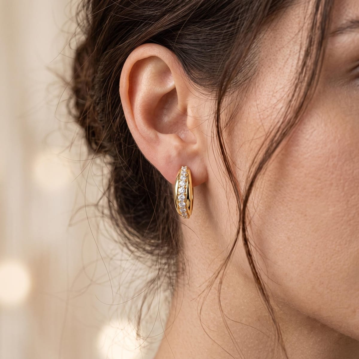 J-hoop diamond stud earrings