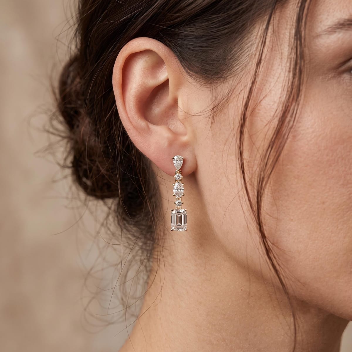Multi-shape diamond drop earrings