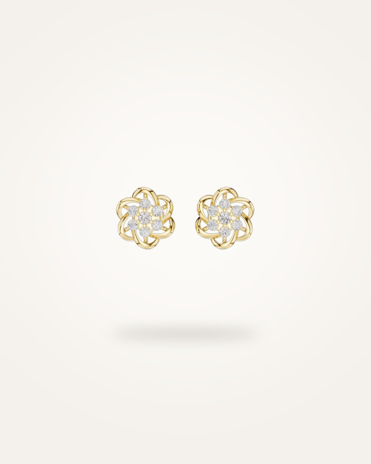 Gold floral stud earrings