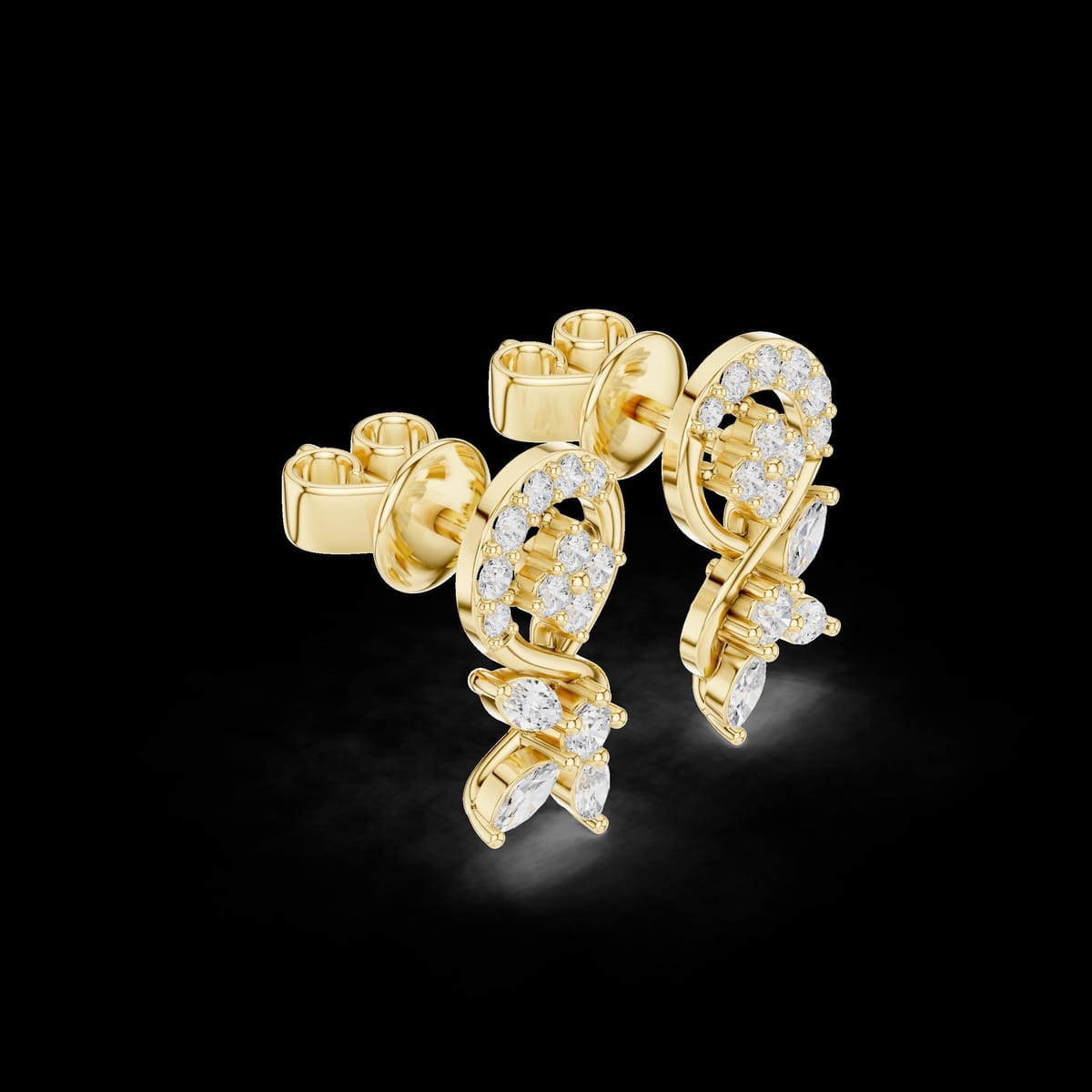 Floral diamond vine earrings