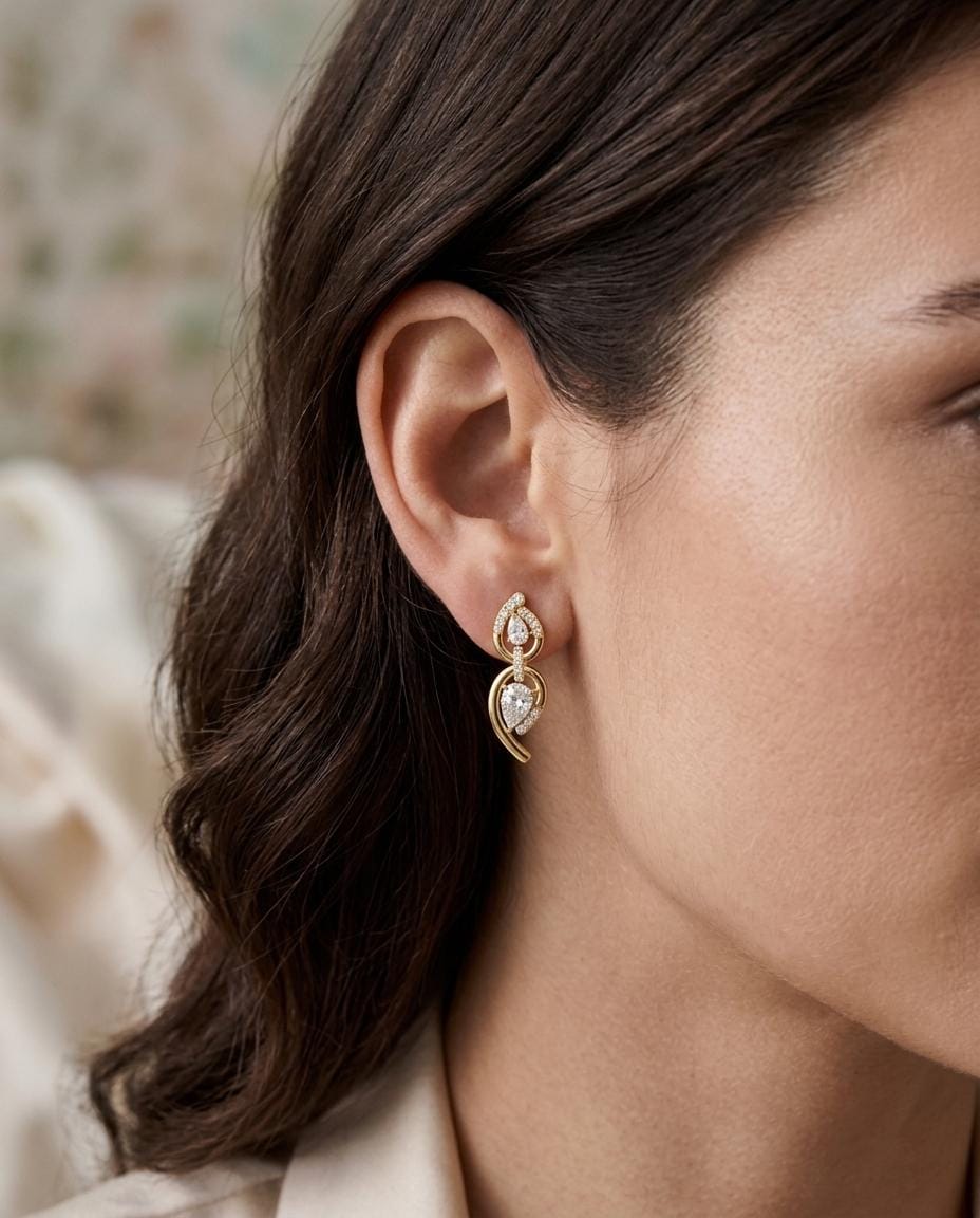 Pear-cut diamond drop earrings