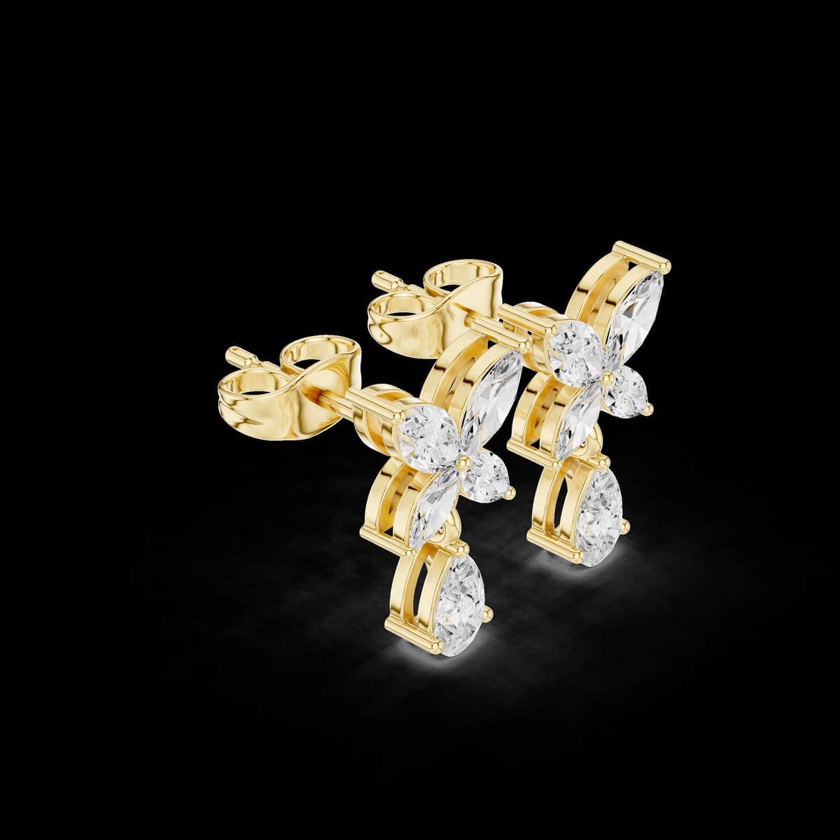 Butterfly diamond drop earrings