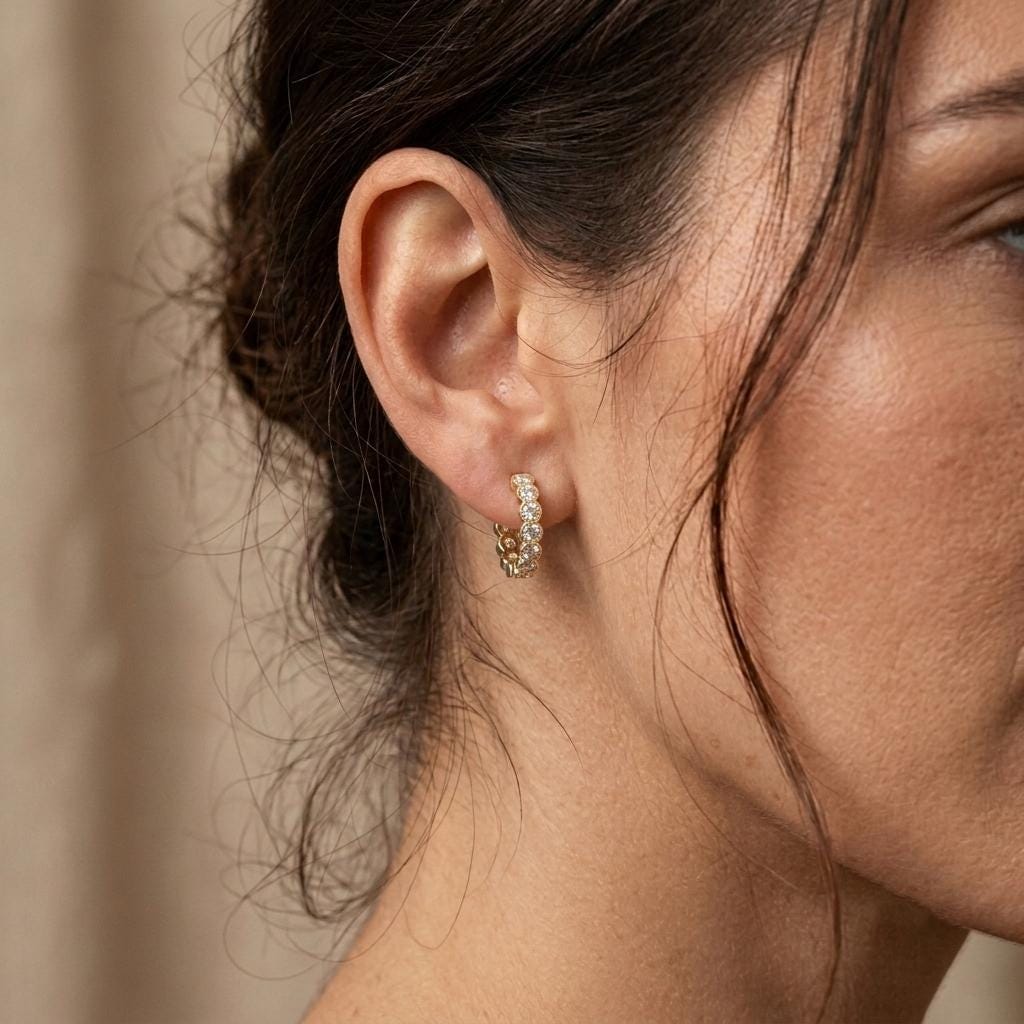 Inside-out milgrain bezel hoop earrings