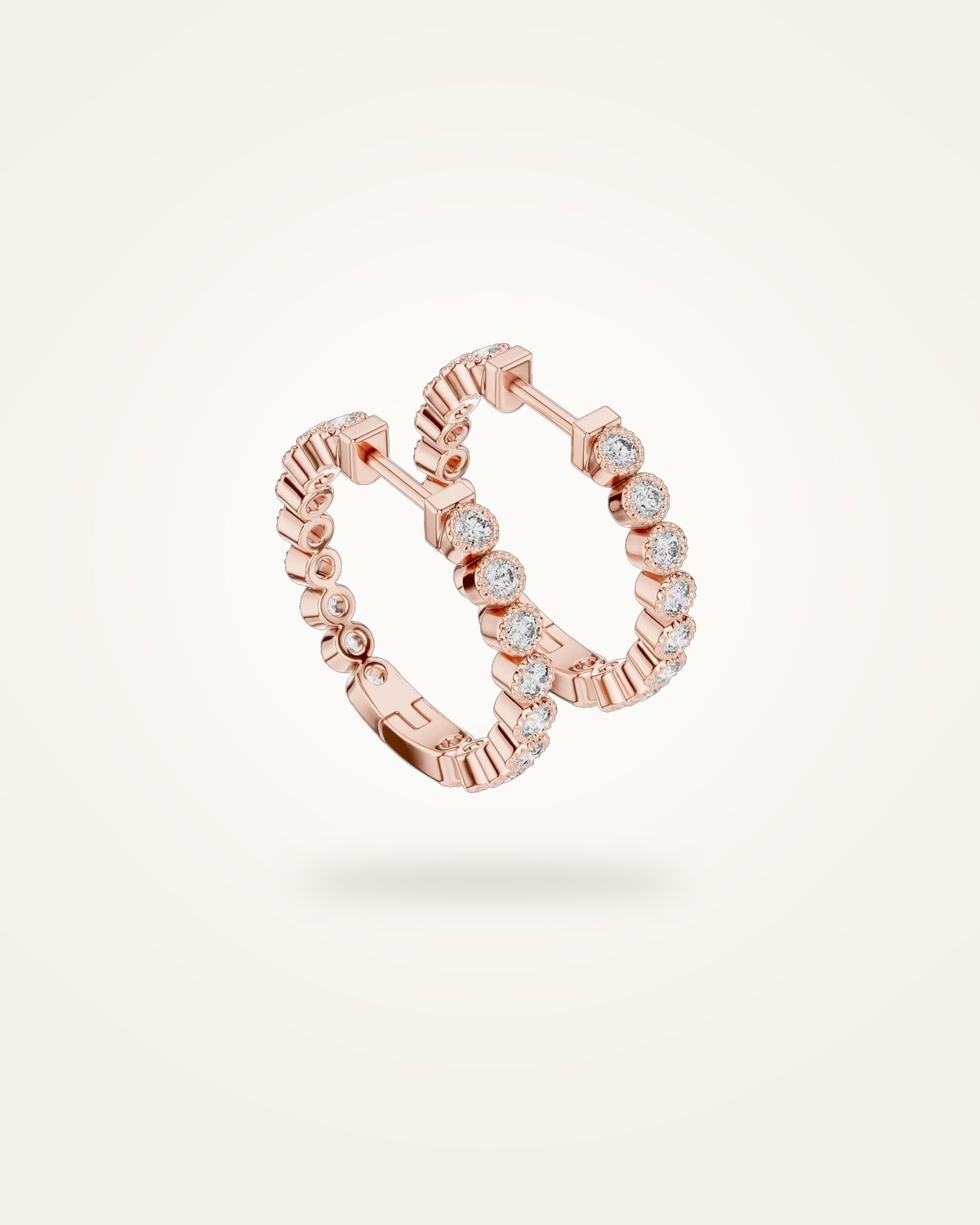 Inside-out milgrain bezel hoop earrings