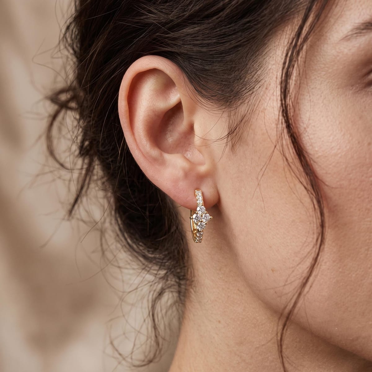 Diamond cluster huggie earrings