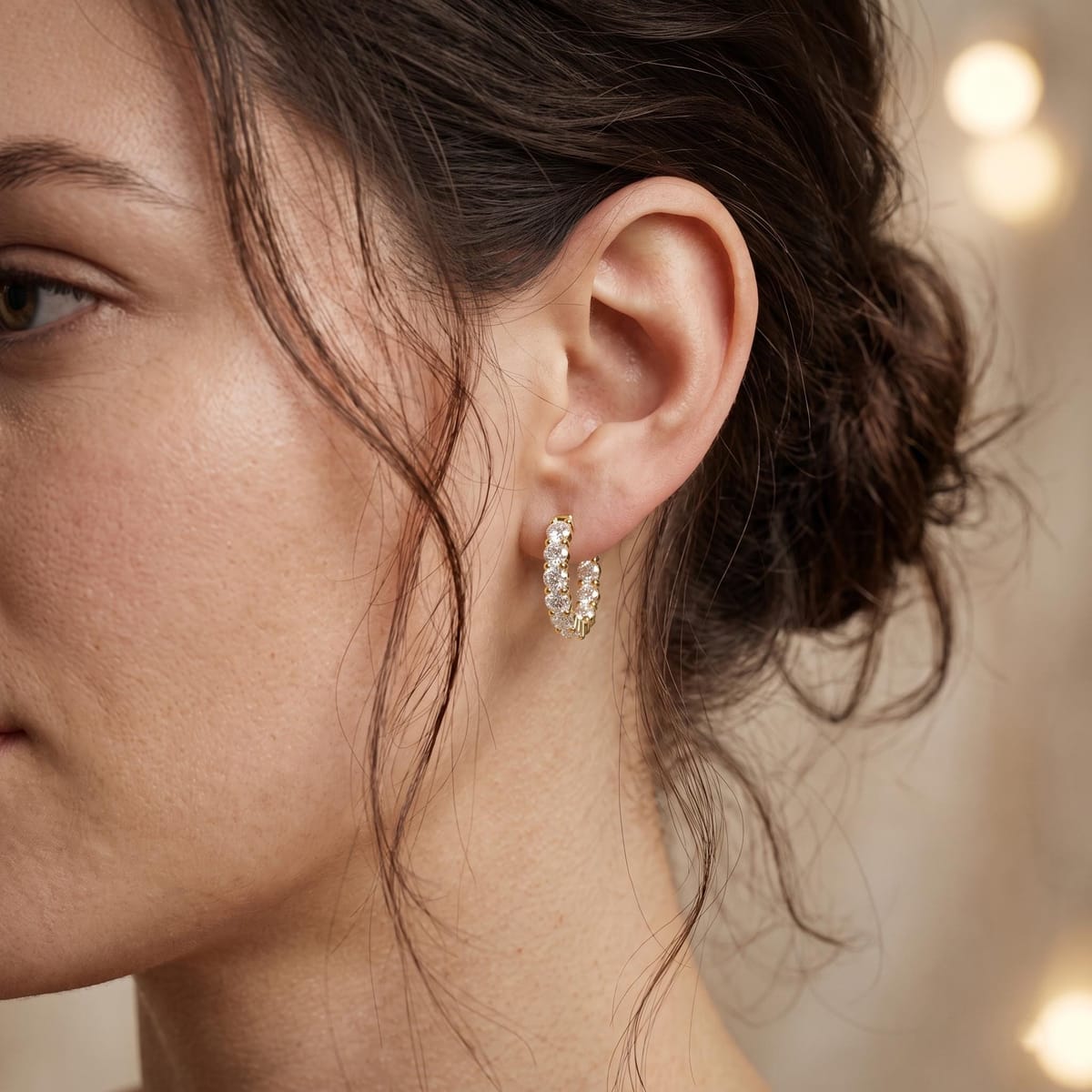 Inside-out diamond hoop earrings