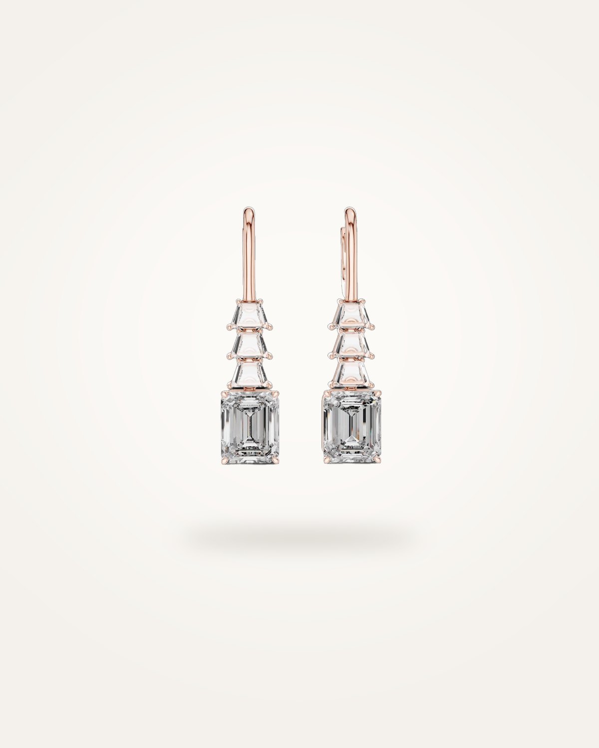 Art Deco emerald-cut diamond drop earrings