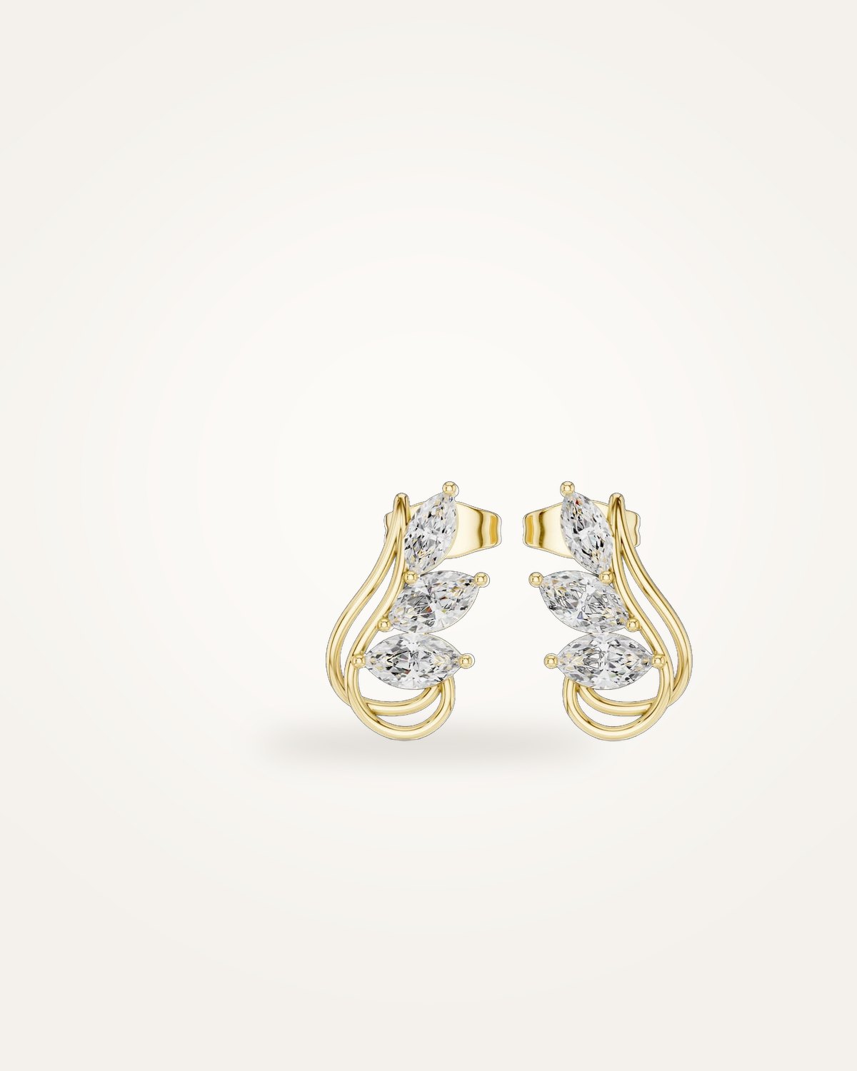 Marquise diamond floral ear climbers