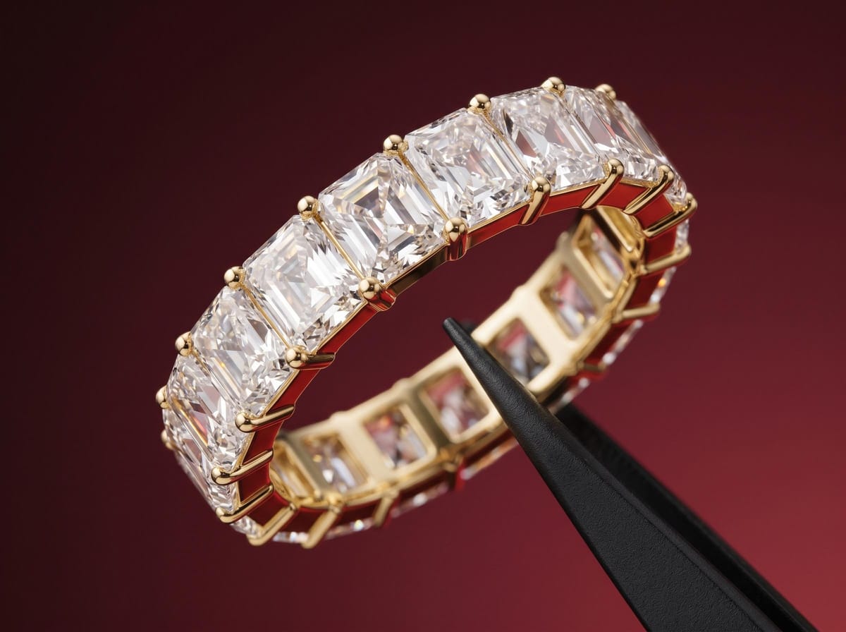 Men's radiant-cut eternity band