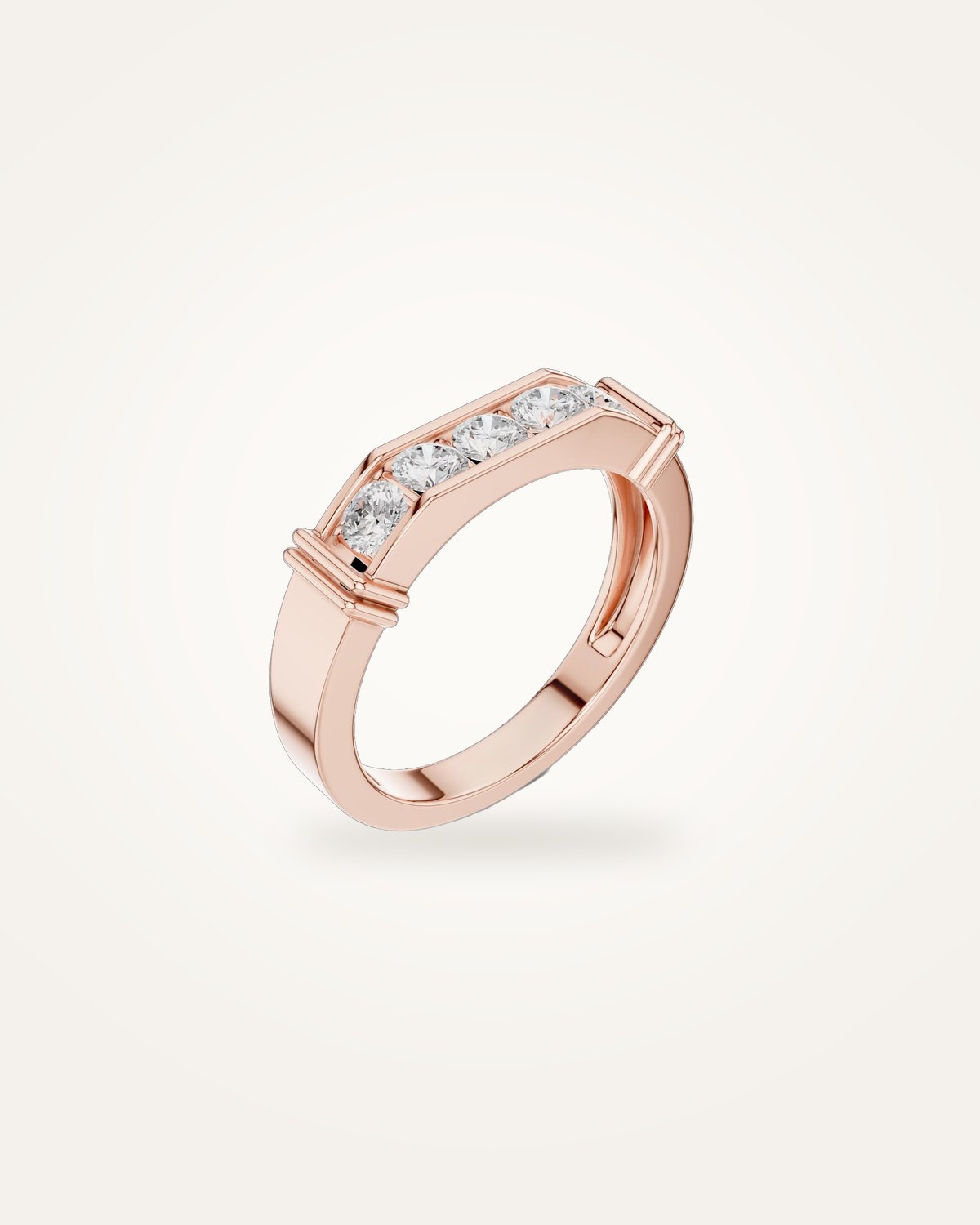 Men's solitaire half-bezel ring