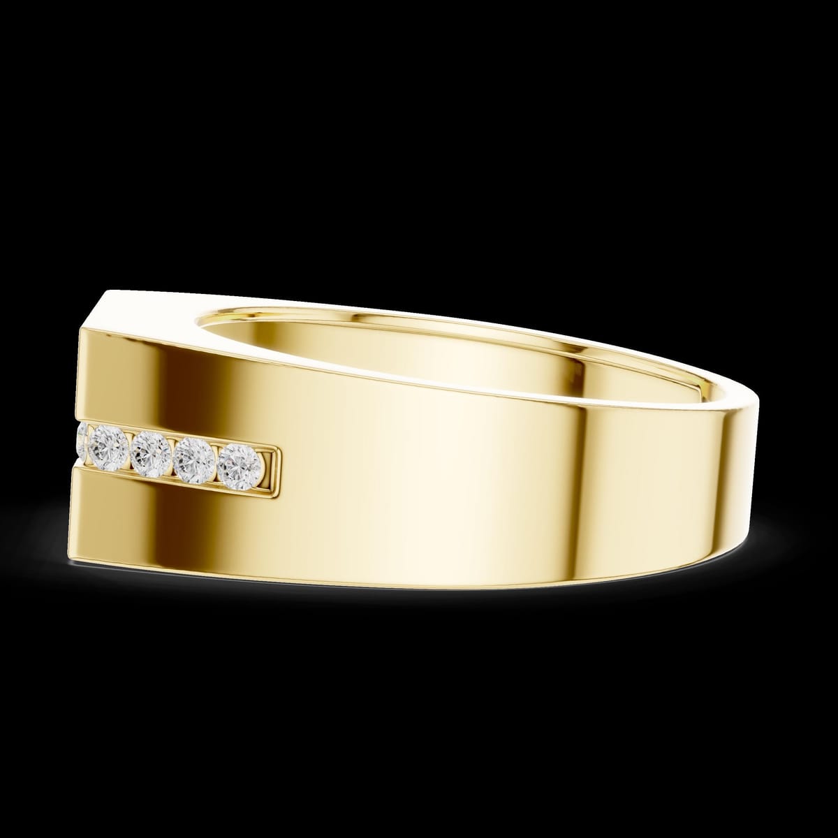 Men's geometric round diamond solitaire ring