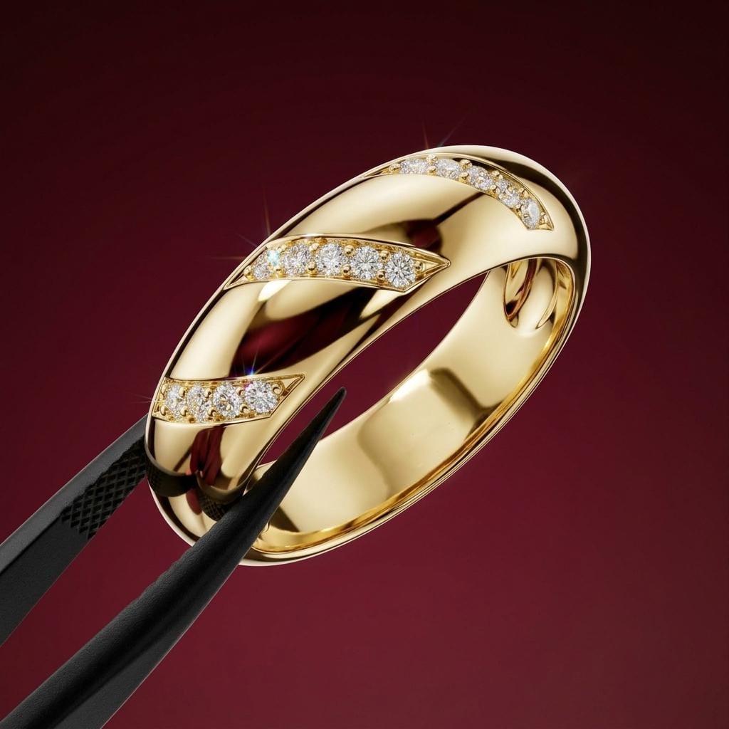 Men's triple diagonal pavé band