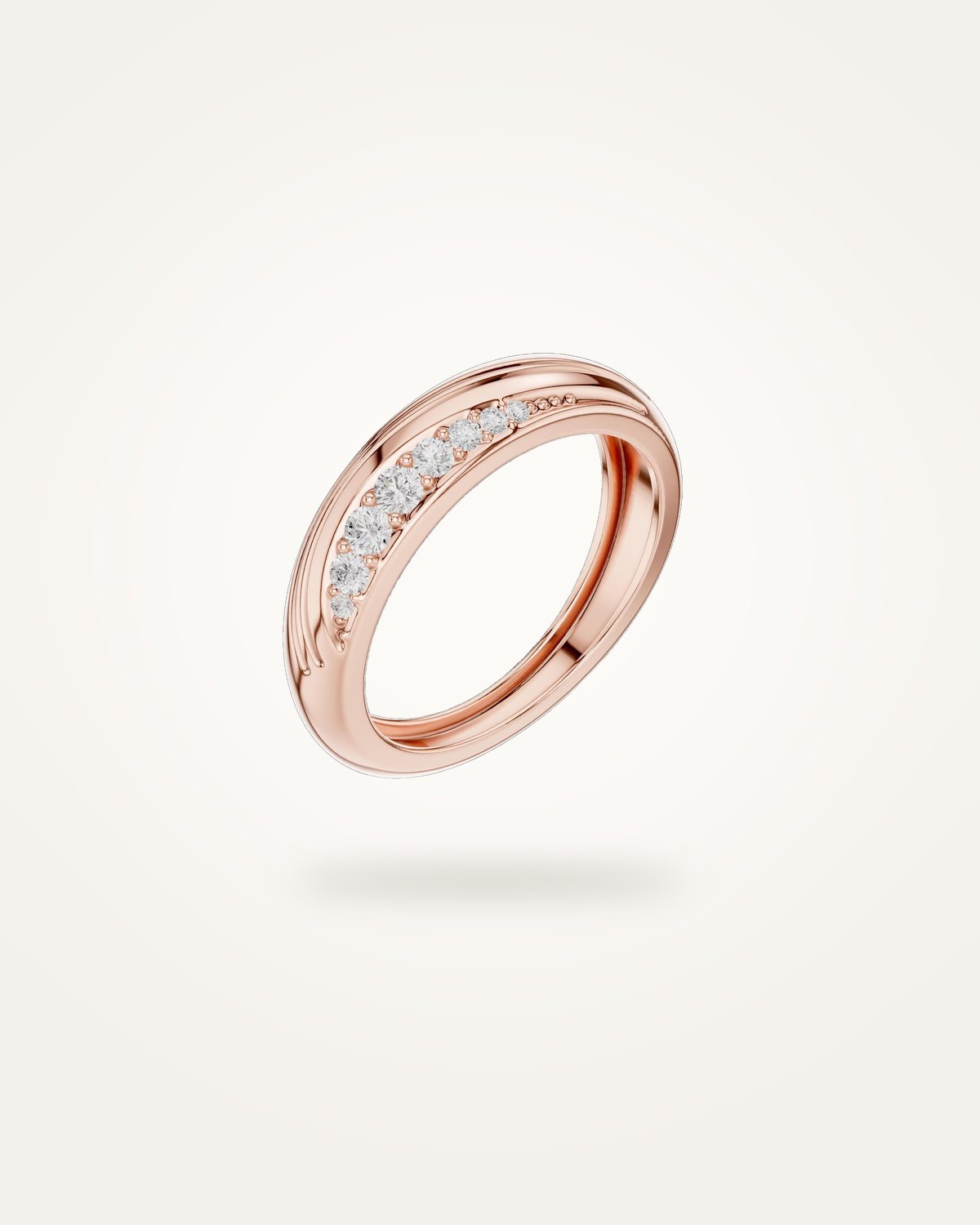 Men's domed diagonal diamond band