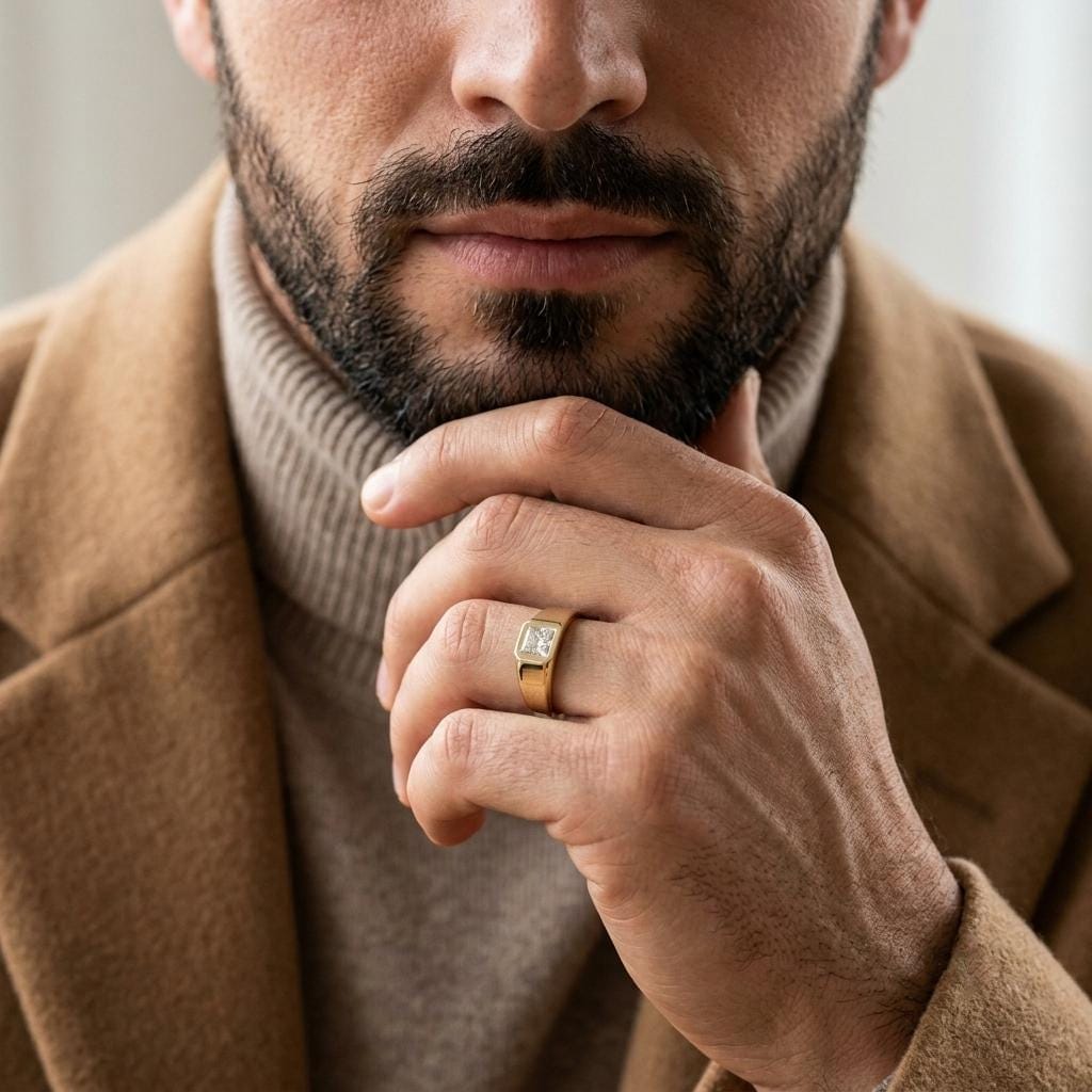 Men's princess-cut diamond ring