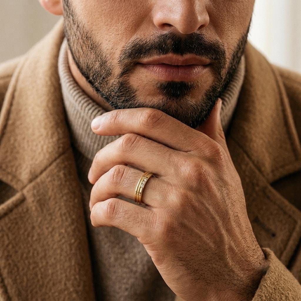 Men's three-stone diamond ring