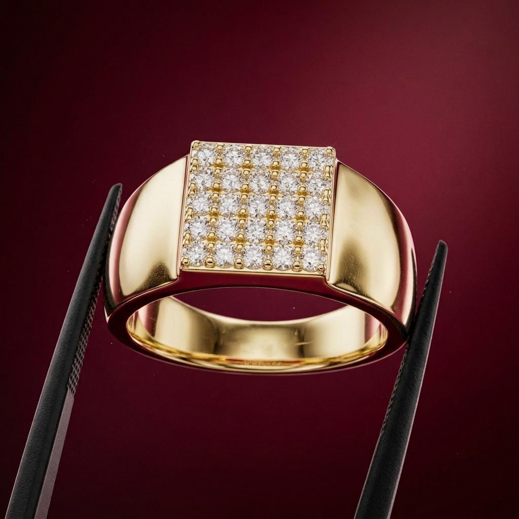 Men's square diamond ring