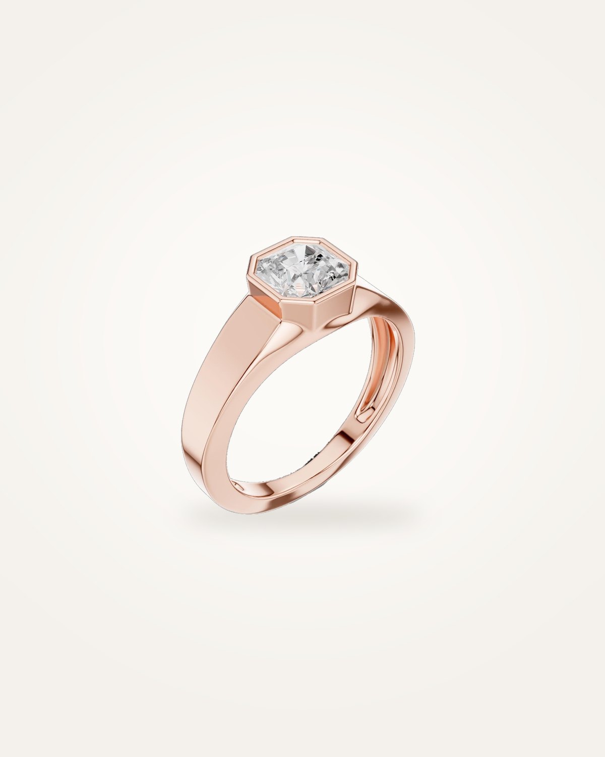Men's radiant square diamond ring