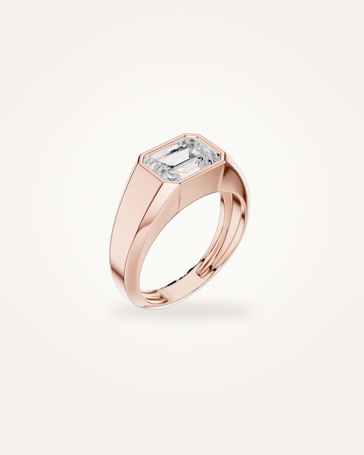 Men's emerald-cut diamond ring, 1.8 ct