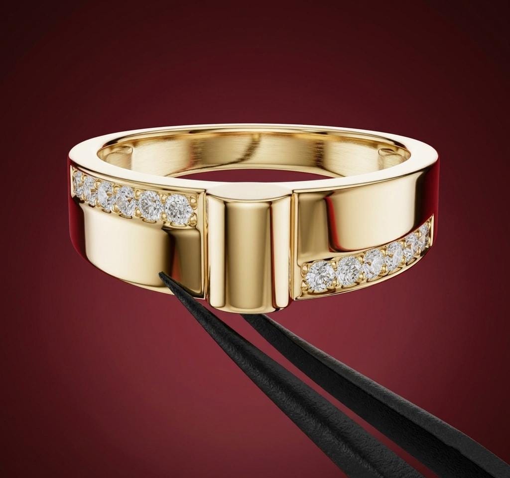 Men's diamond bypass ring