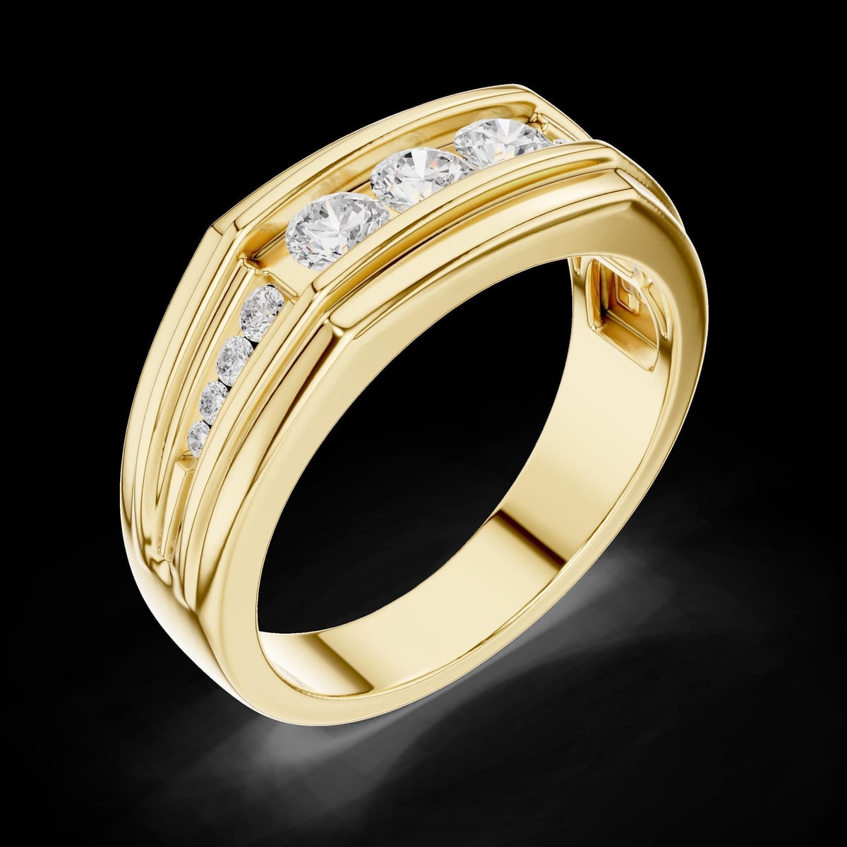Men's round diamond ring
