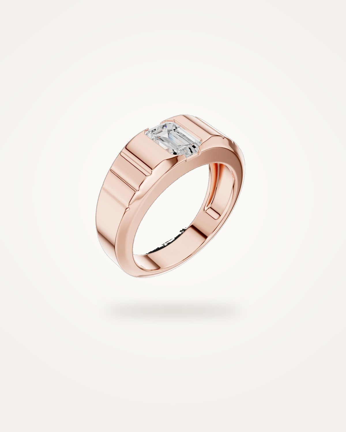 Men's emerald-cut diamond ring, 0.95 ct