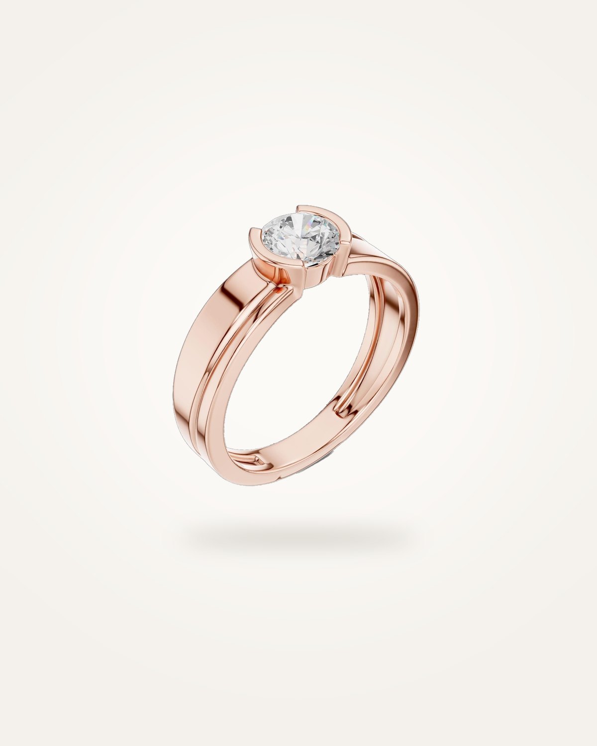 Men's bezel-set round diamond solitaire ring