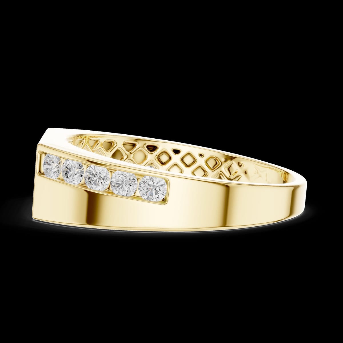Men's geometric round diamond ring, 0.545 ct