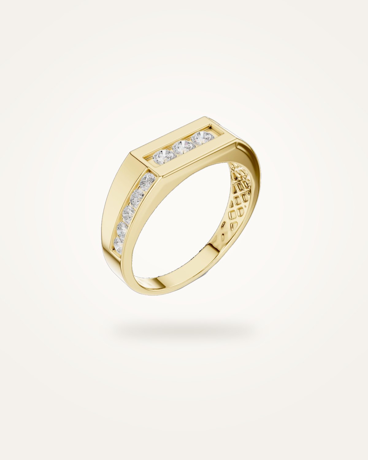 Men's geometric round diamond ring, 0.545 ct