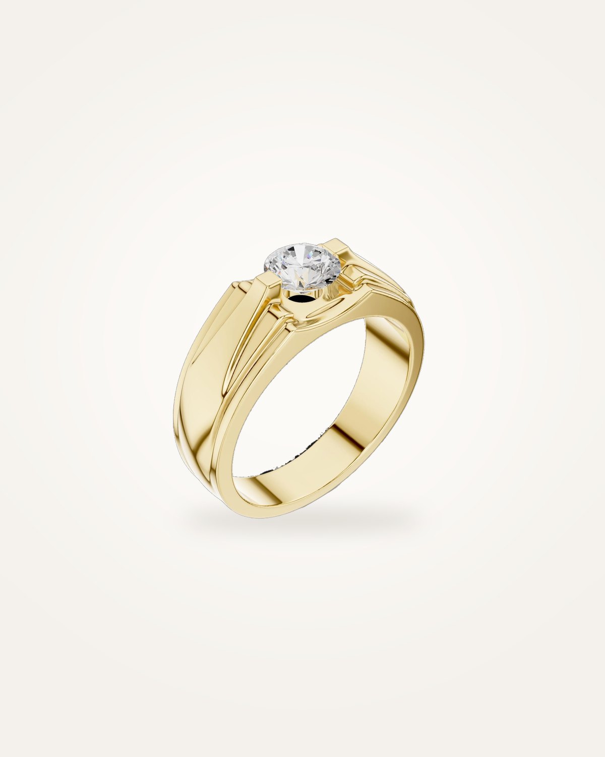 Men's textured round diamond solitaire ring