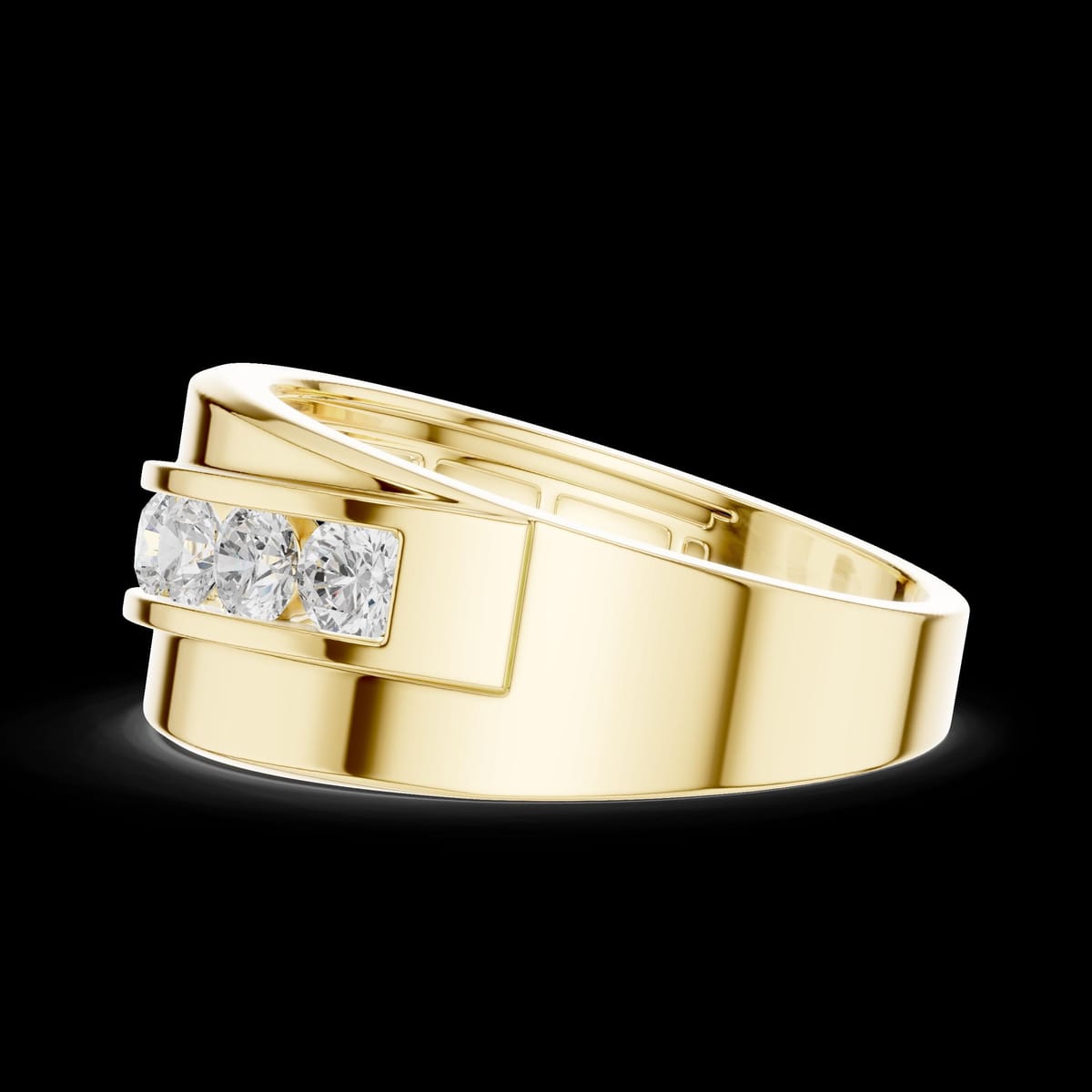 Men's channel set diamond ring, 0.88 ct