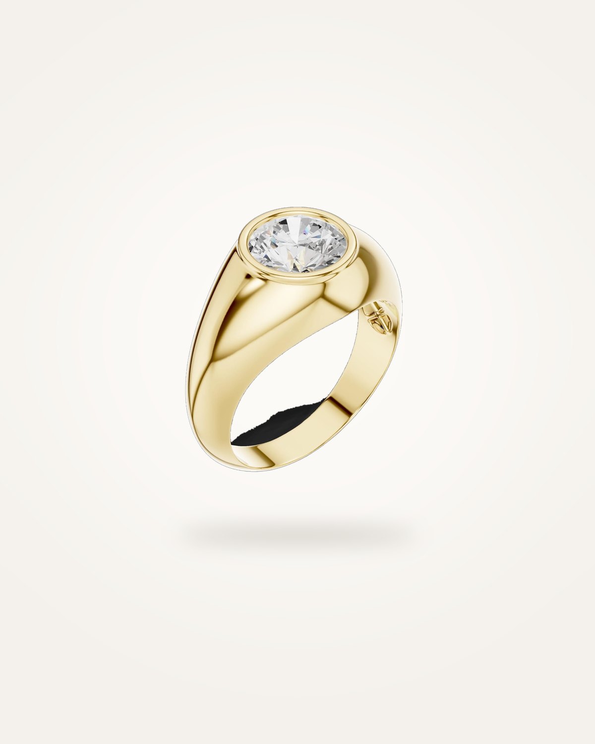 Men's domed round diamond solitaire signet ring