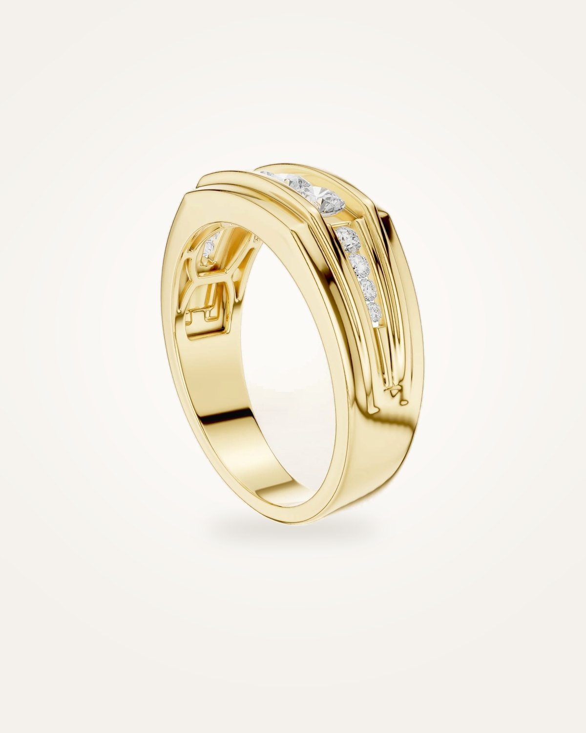 Men's three-stone channel diamond ring