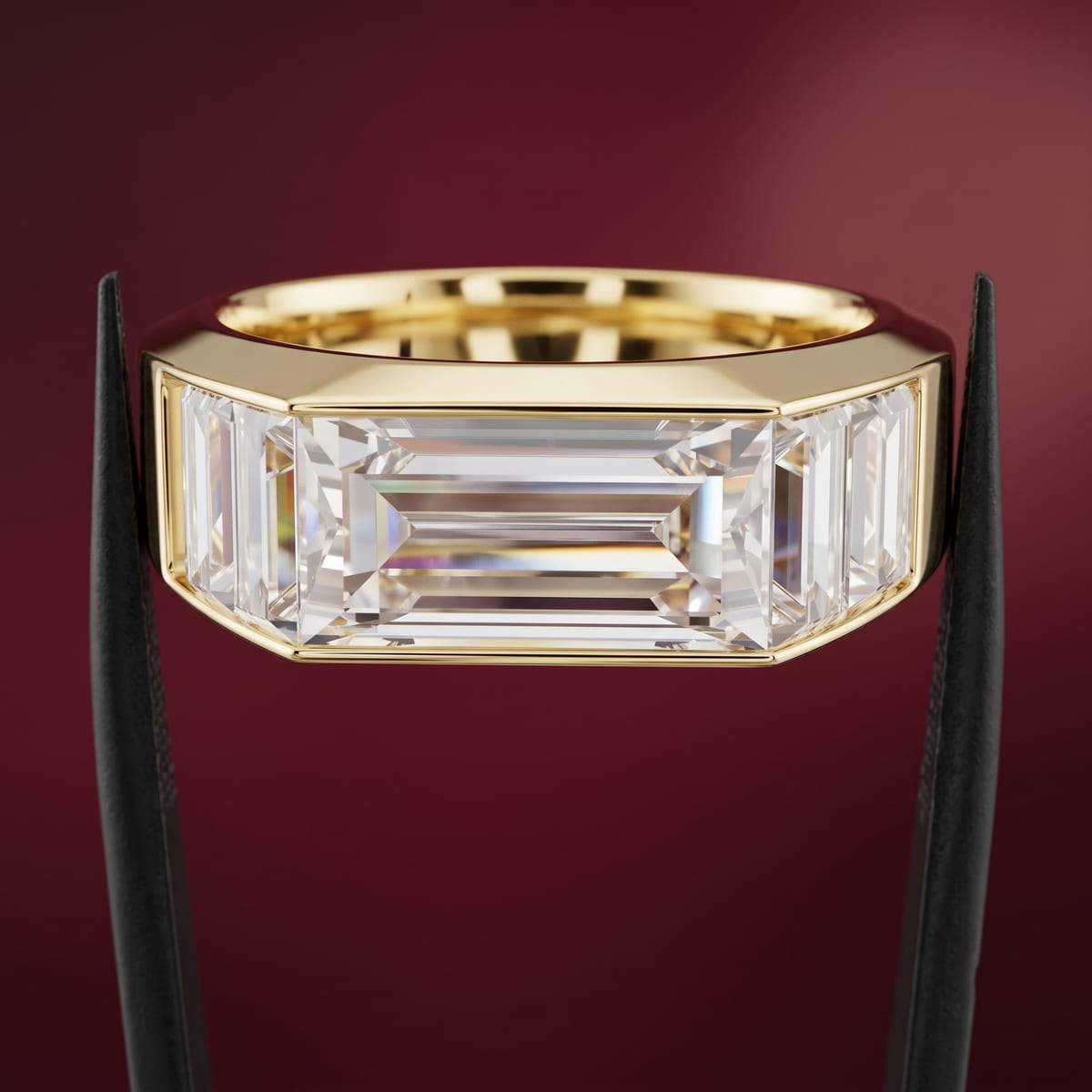 Men's five-baguette diamond band