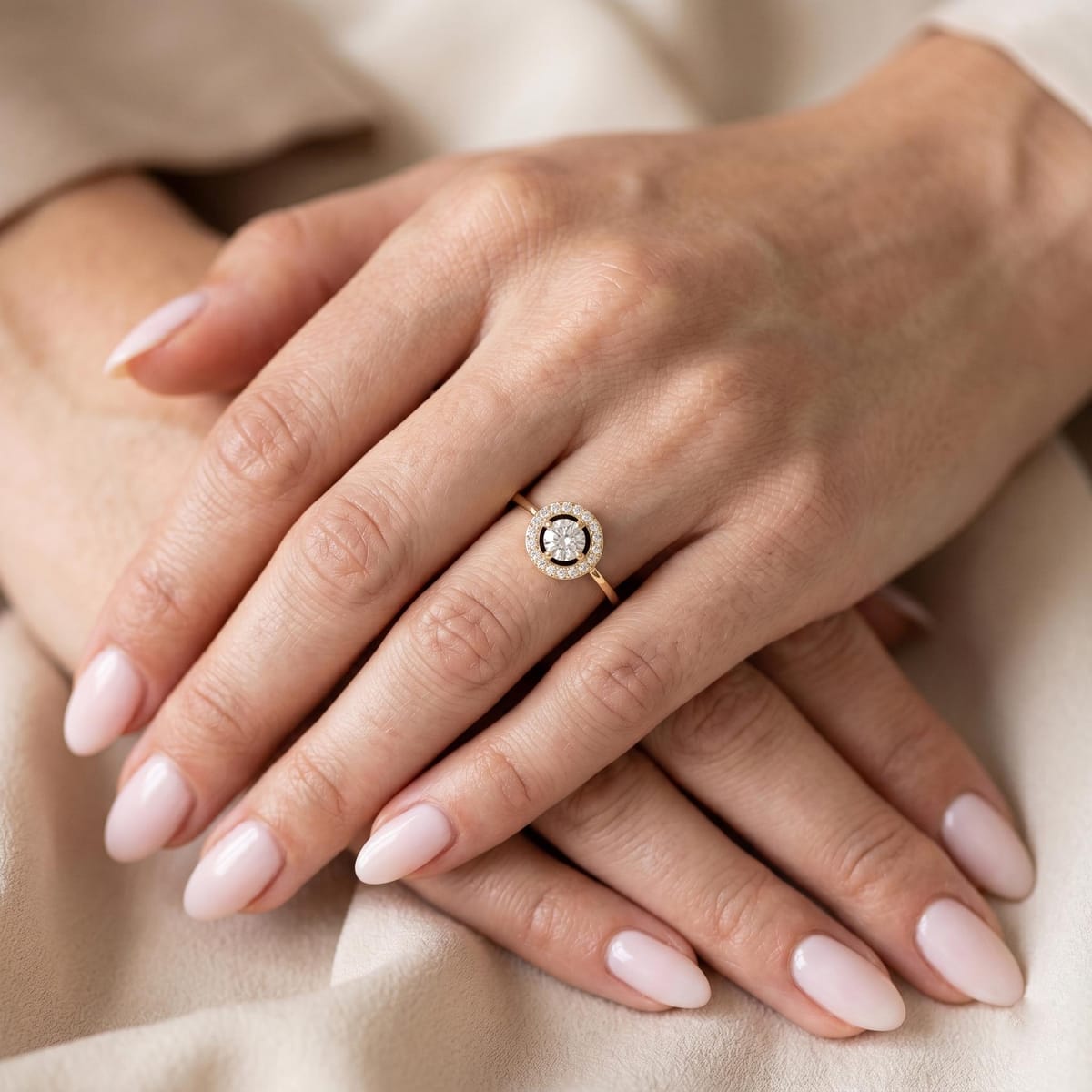 Round floating halo ring