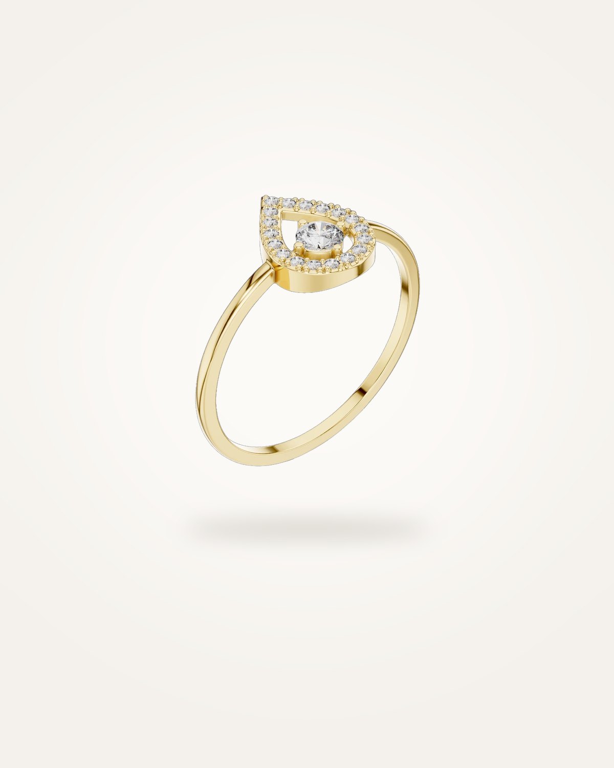 Teardrop floating diamond ring