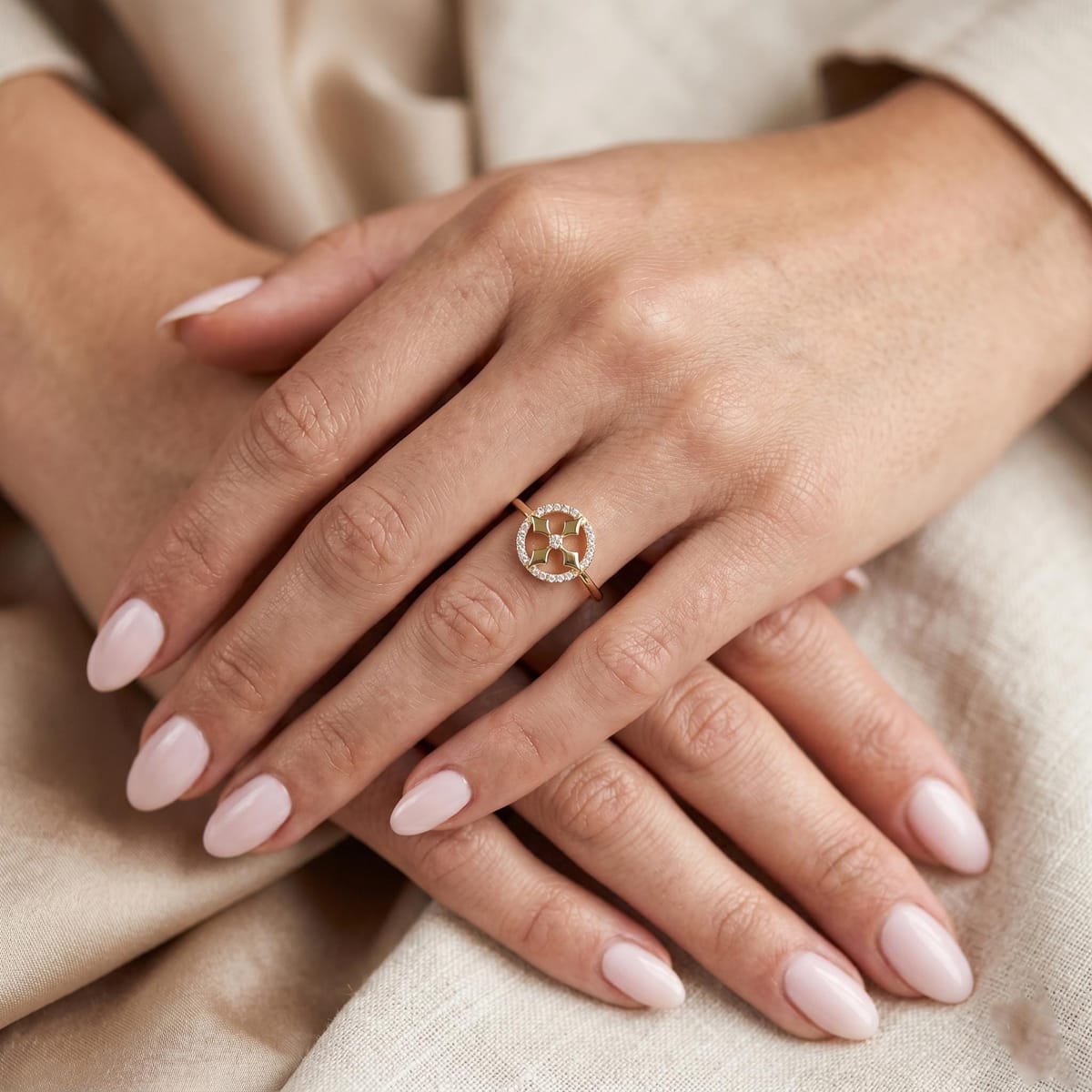 Dainty compass starburst ring