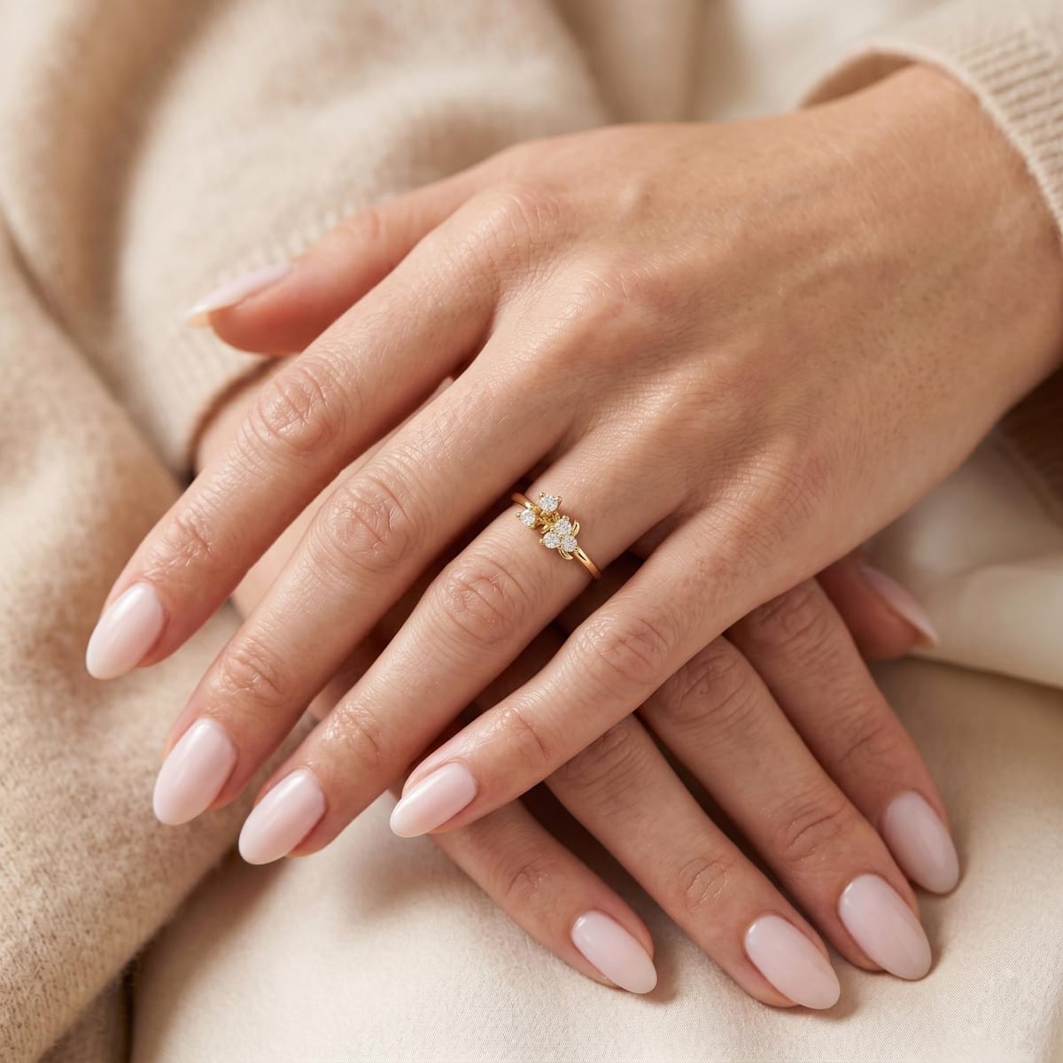 Dainty five-stone diamond cluster ring