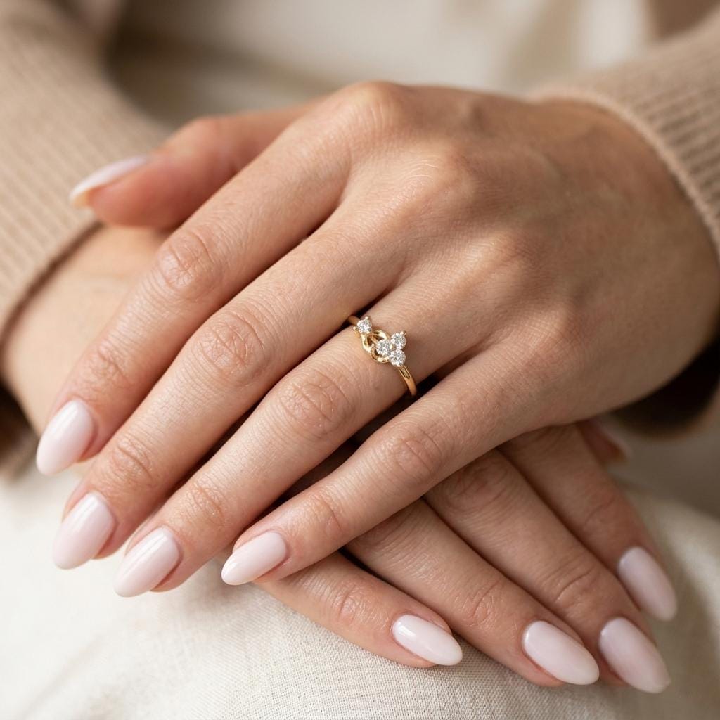 Asymmetrical diamond cluster ring