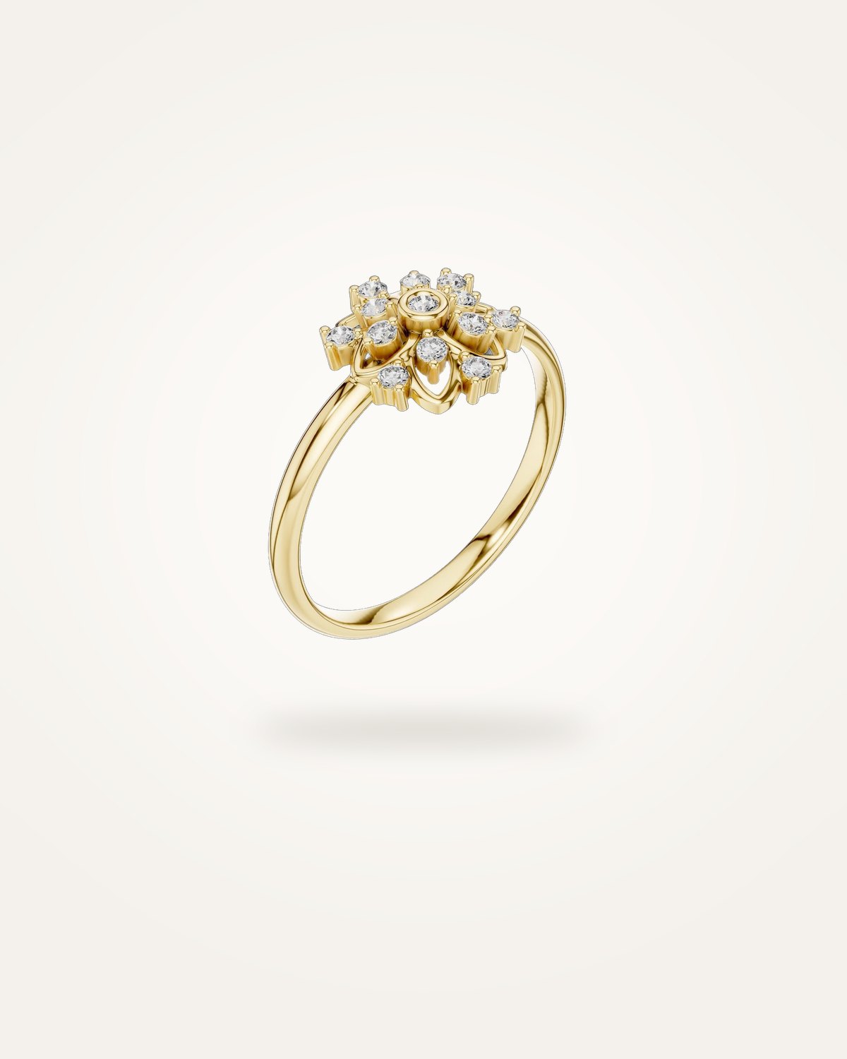 Snowflake diamond cluster ring