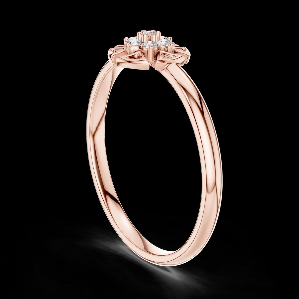 Minimalist diamond cluster ring