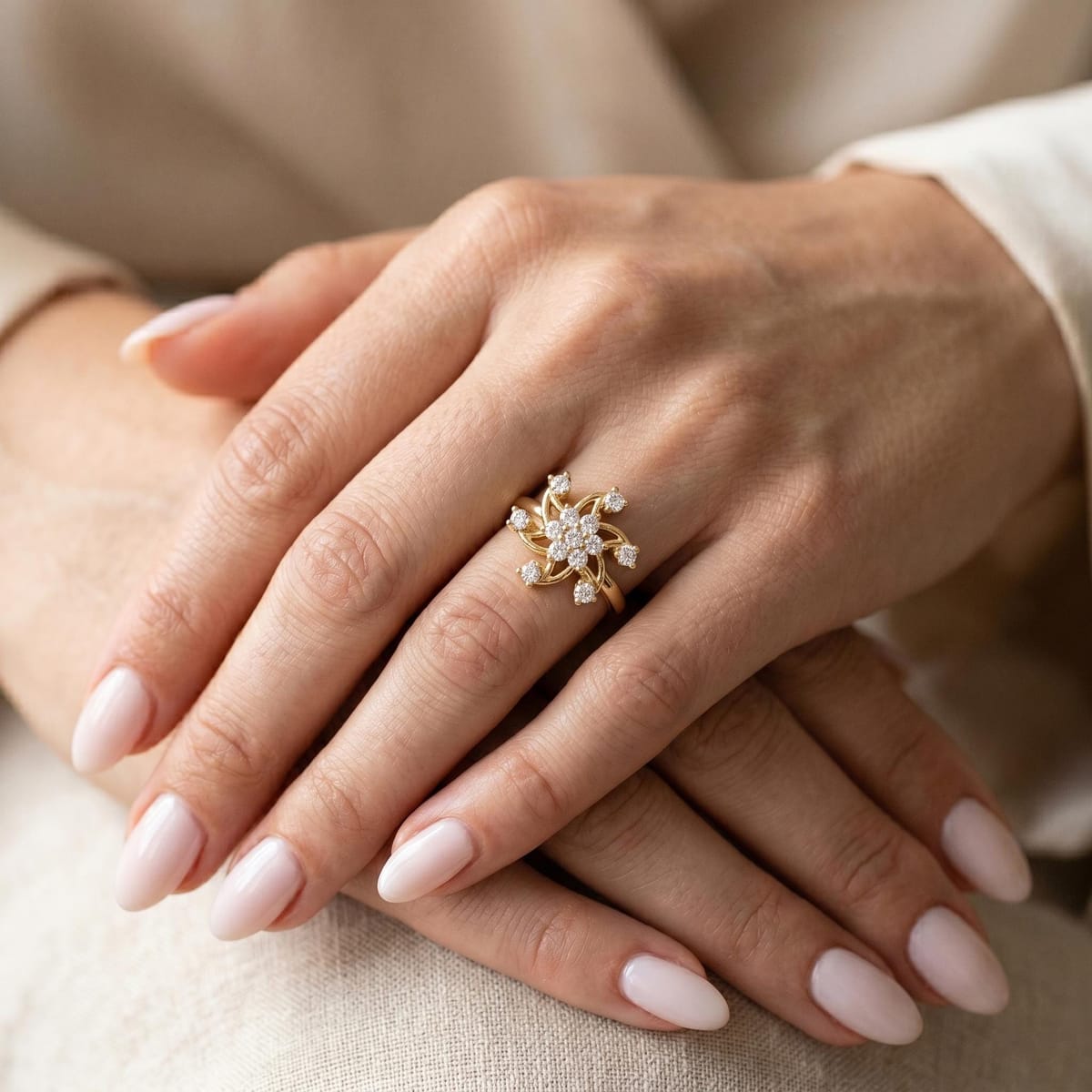 Vintage style starburst diamond ring