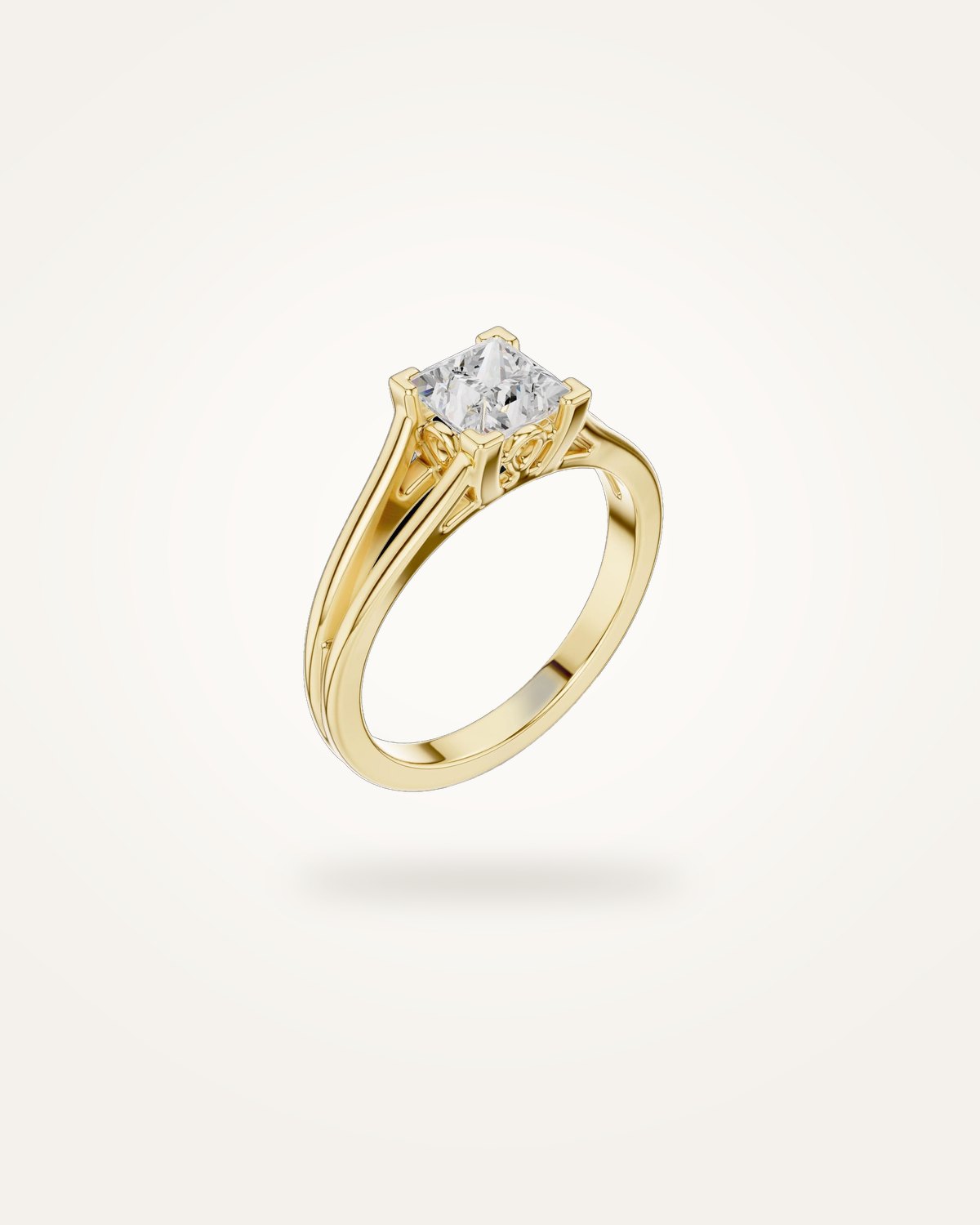 Princess-cut solitaire engagement ring