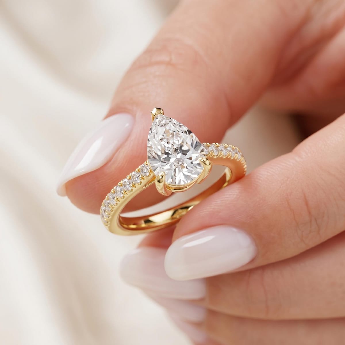Pear-cut engagement ring