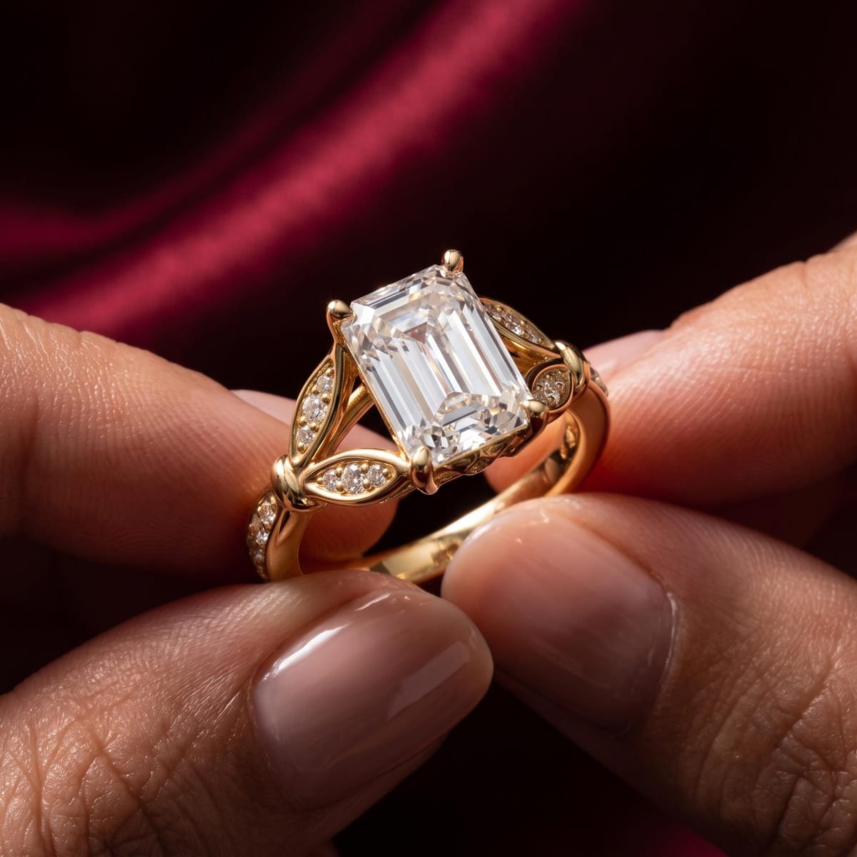 Emerald-cut engagement ring, 1.592 ct