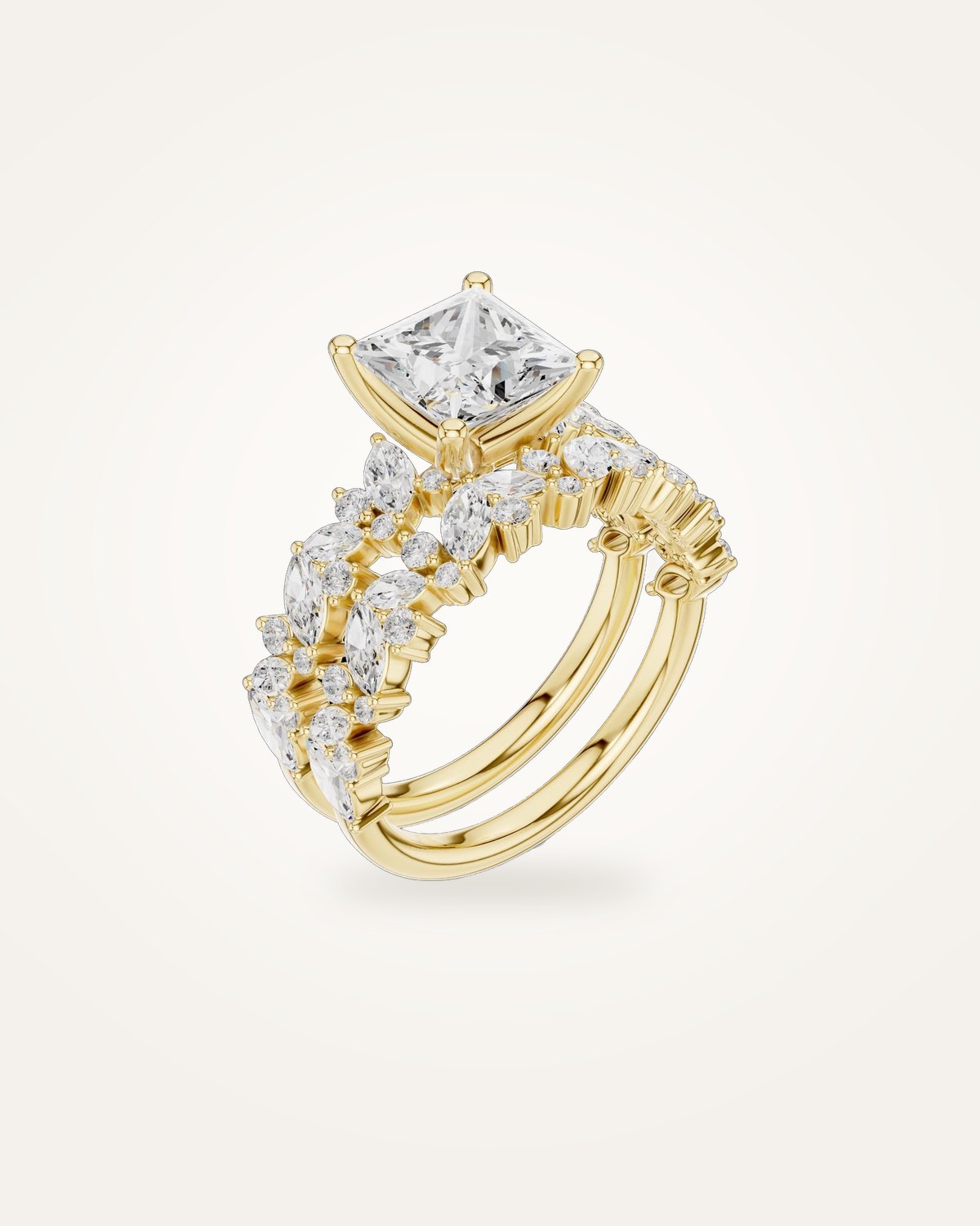 Princess-cut bridal set ring
