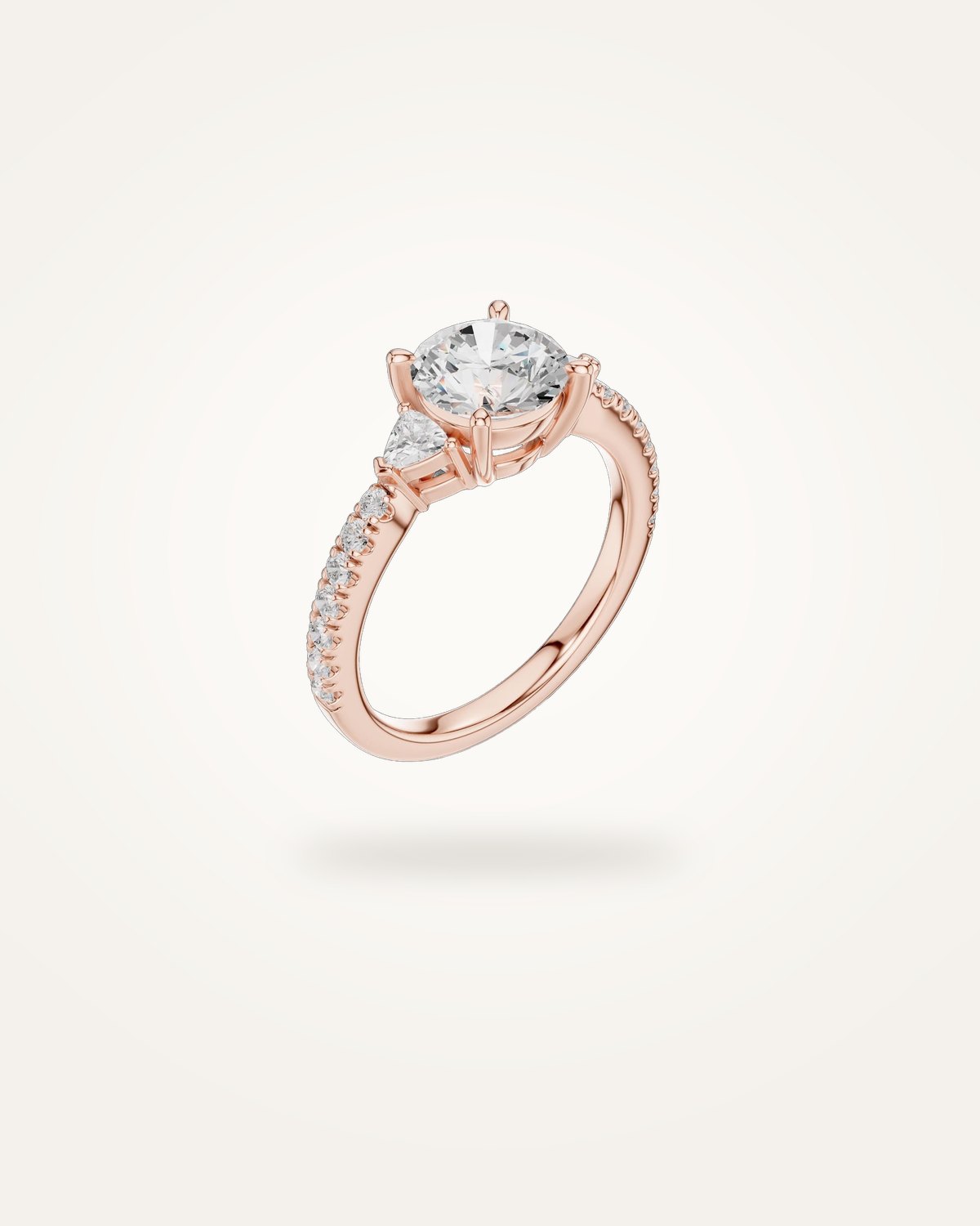 Round-cut three-stone engagement ring, 1.96 ct
