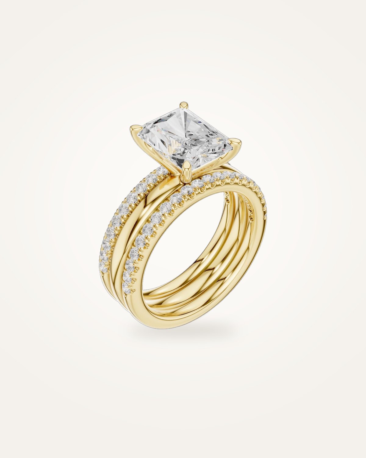 Radiant-cut engagement ring, 3.934 ct