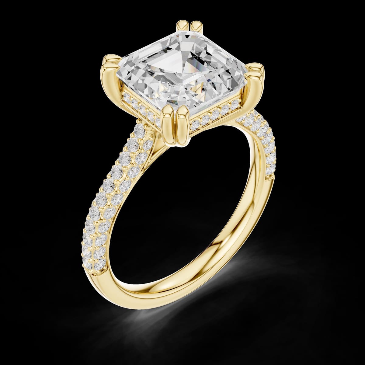 Asscher-cut engagement ring