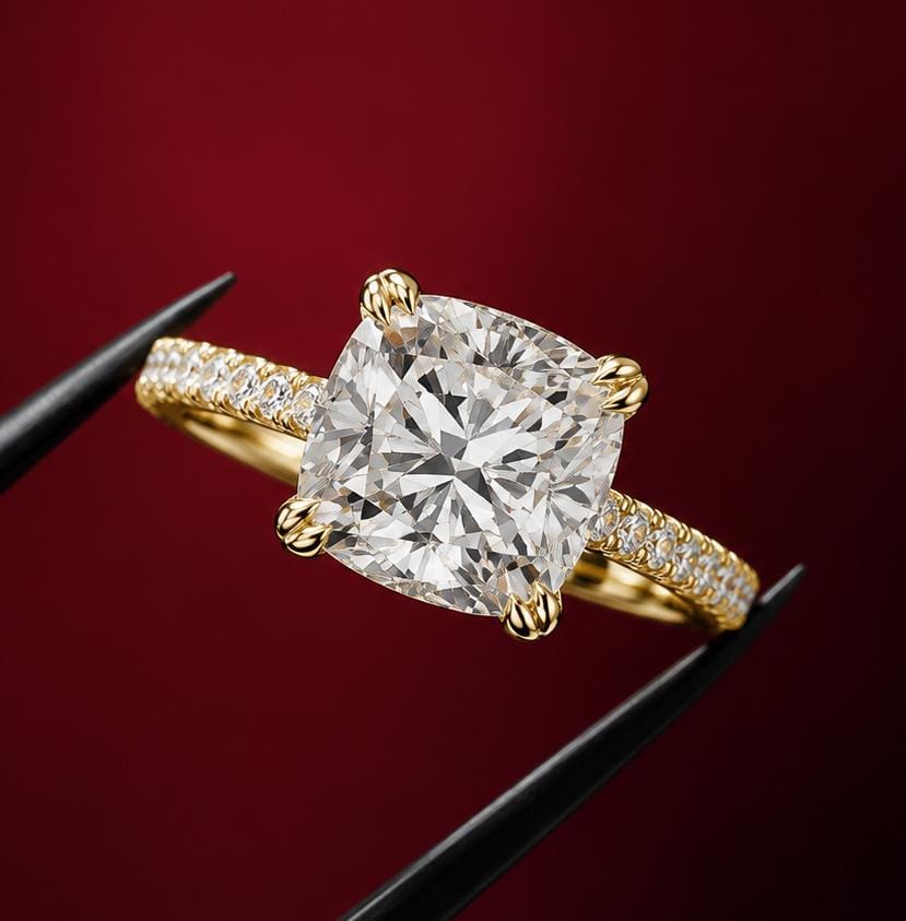 Cushion-cut engagement ring